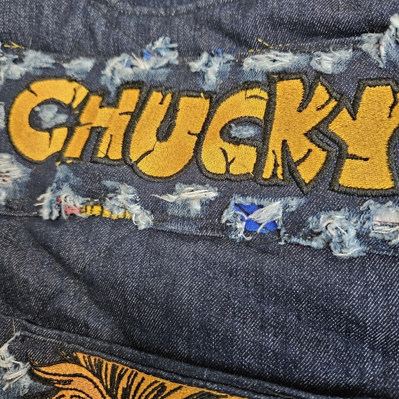 3XL LARGE DOG CHUCKY Horror Movie Quilted Vest Buckle Halloween Embroidered WOW - Picture 12 of 15